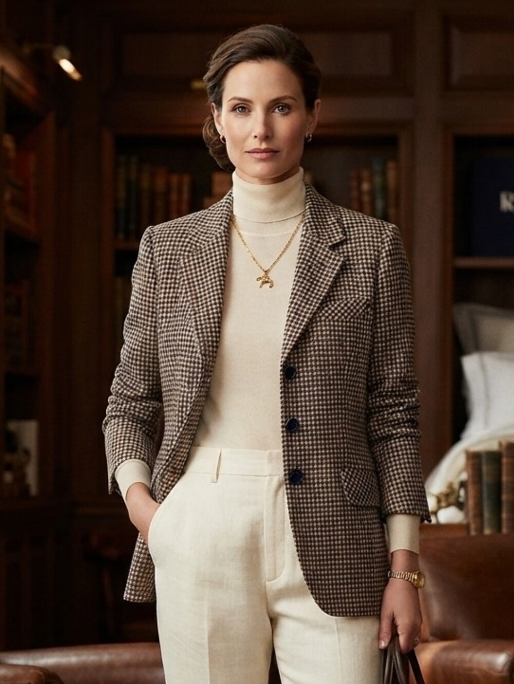 Weekend Edition 8 Old Money Ivy League Preppy Houndstooth Wool Blend Blazer